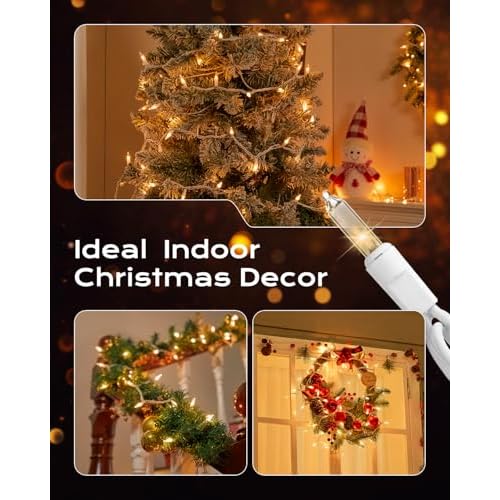 Brightown Christmas Lights, 100-Count 25ft Clear Incandescent Bulb Mini String Lights for Indoor Holiday Decor, Christmas Tree Garland Wedding Party Multi-Use Decoration, White Wire