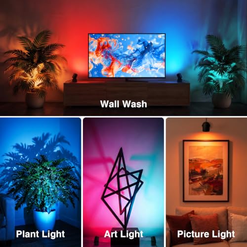URTOM 4-Pack Indoor RGBW LED Floor Spotlights with Remote, Adjustable Color & Modes