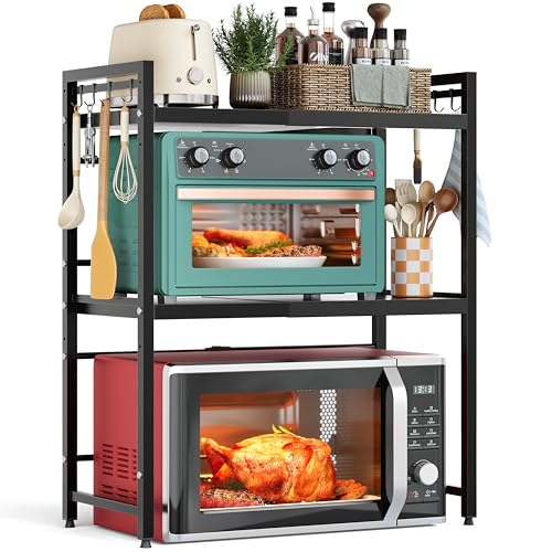 NETEL 3-Tier Expandable Microwave Stand Countertop - Black