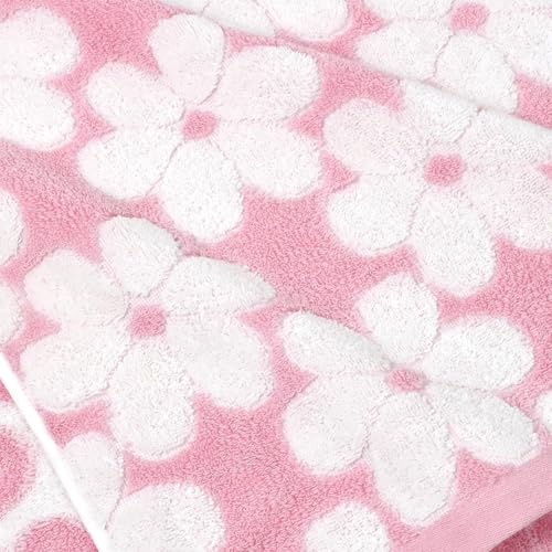 Pink Cotton Bath Towels Set of 2 - 27.5x55 Inches, Super Absorbent & Decorative