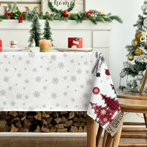 Horaldaily Christmas Tablecloth 60x104 Inch Red Rectangular Holiday Decor