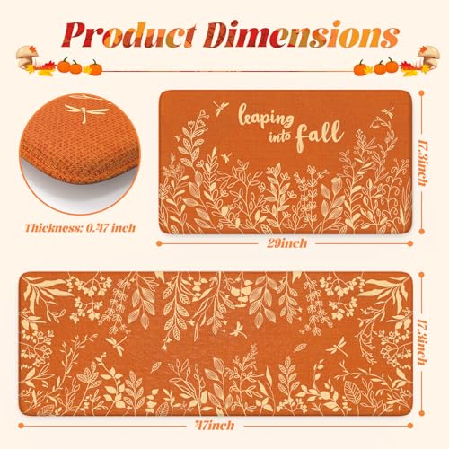 Fall-Inspired Anti-Fatigue Kitchen Mat with Cushioned Support and Non-Slip Backing