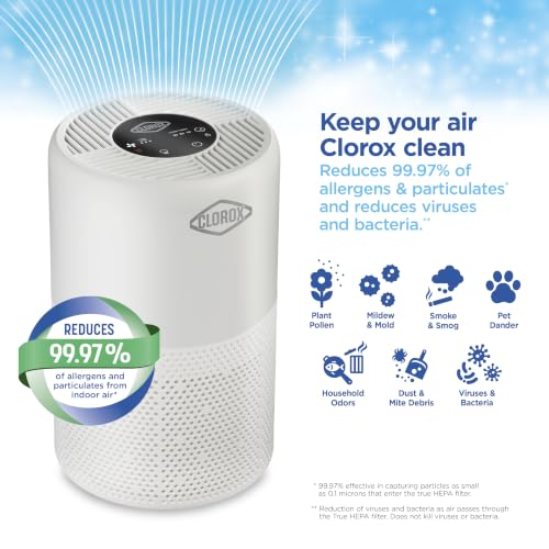 Clorox Medium Room Turbo Air Purifier with True HEPA Filter - Covers 1000 Sq Ft
