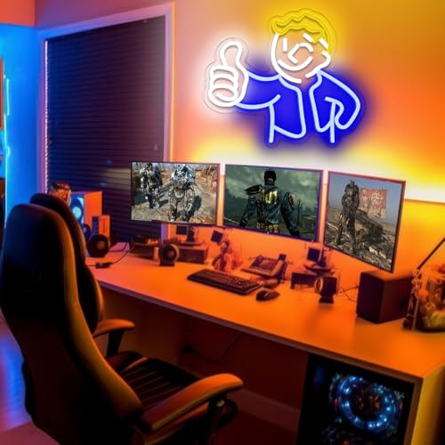 Vault Boy Neon Sign - Gaming Wall Decor LED Neon Light for Game Room Bedroom