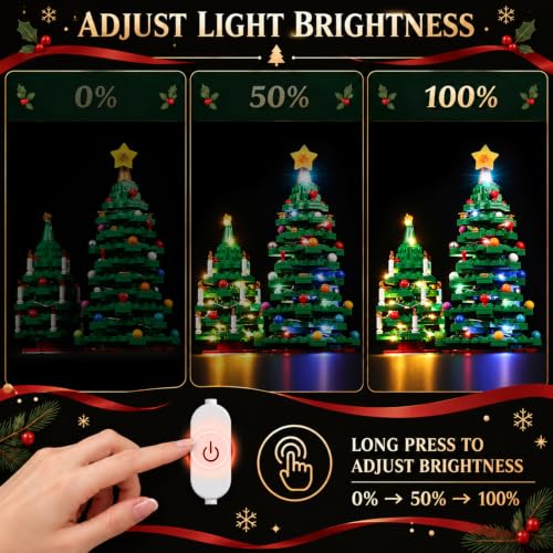 Nitemode LED Light Kit for Lego 40573 Christmas Tree White - Adjustable Brightness