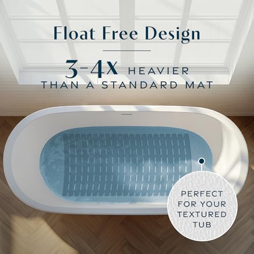 Gray Weighted Non-Slip Bath Mat for Textured Tubs 31x15 Inch – SlipX Solutions