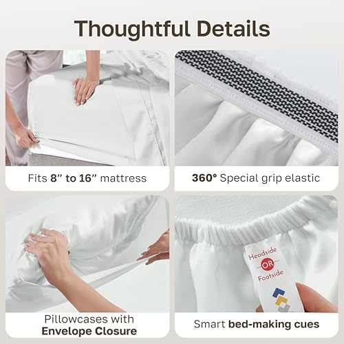 California Design Den King Ivory Egyptian Cotton Sateen Sheets - Certified & Award-Winning