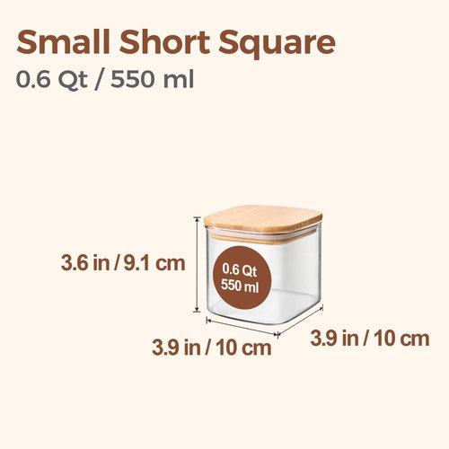 ComSaf Glass Food Storage Jars Set of 6 - Clear Airtight Containers for Pantry Organization | Ideal for Spices, Tea, Coffee, and Sugar