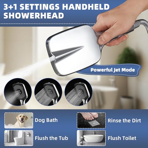 12-Inch High Pressure Shower Head with Handheld Spray - Chrome Finish, Metal Core Fittings, Polished Chrome Variation