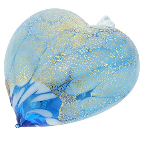 Murano Glass Heart Christmas Ornament with Gold Leaf - Handmade Venice Holiday Decor