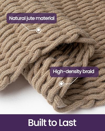 Jute Door Mat 32x48 Inches - Light Taupe Woven Entry Rug for Outside Covered Porch