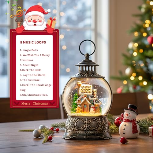 Kirschblüte 10 inch Turkey Snow Globe Lantern - Musical Christmas Decor with LED & Timer