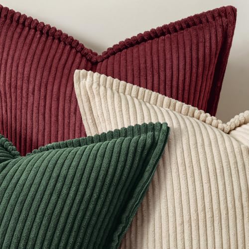 MIULEE Christmas Couch Pillow Covers 20x20 Dark Green Textured