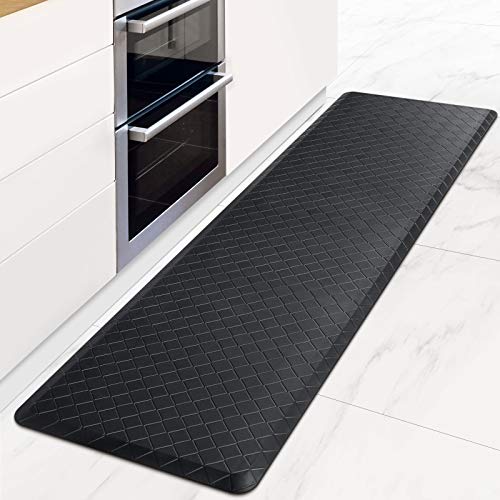 Black 60-Inch x 17.3-Inch Anti-Fatigue Kitchen Mat Cushioned Support