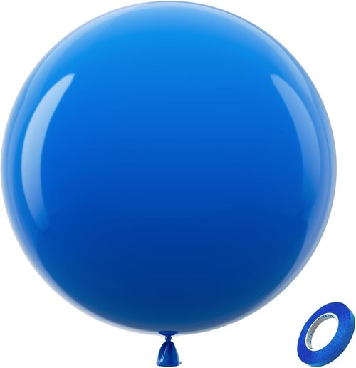 Bezente Royal Blue Latex Party Balloons - 36 Inch Round Matte Helium Balloons for Graduation & Weddings