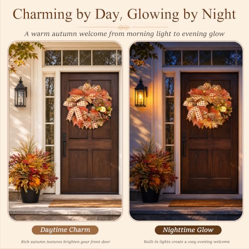 24-Inch Fall Pumpkin Wreath for Front Door - Autumn Harvest Decor - Variation of THIS listing