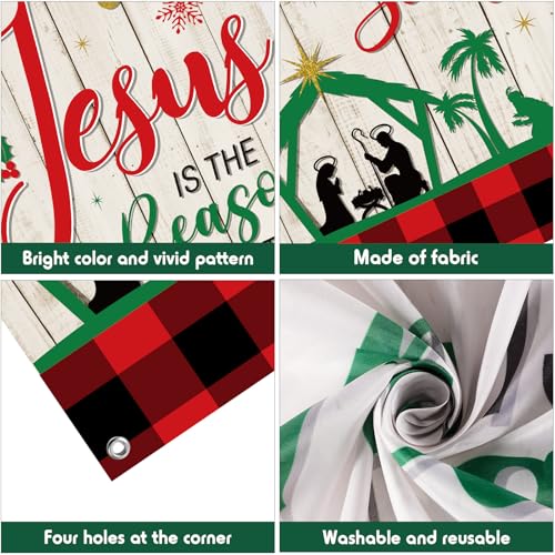 Religious Christmas Door Cover Jesus is the Reason for the Season Decor