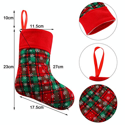 Syhood 12 Pieces 9 Inch Christmas Mini Stockings Bulk, 4 Styles Red Green White Xmas Stockings