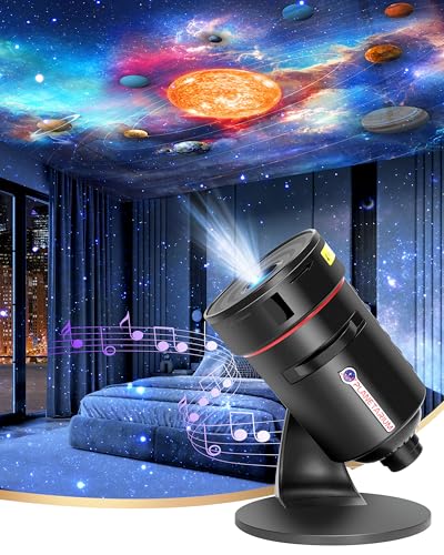 Galaxy Projector with White Noise Machine for Bedroom Kids & Adults - Star & Solar System Night Light with Timer