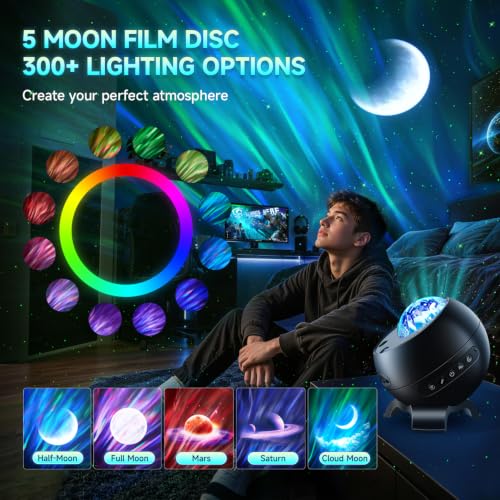 One Fire Northern Lights Galaxy Projector Black - 7-15 Year Old Boy Birthday Gift