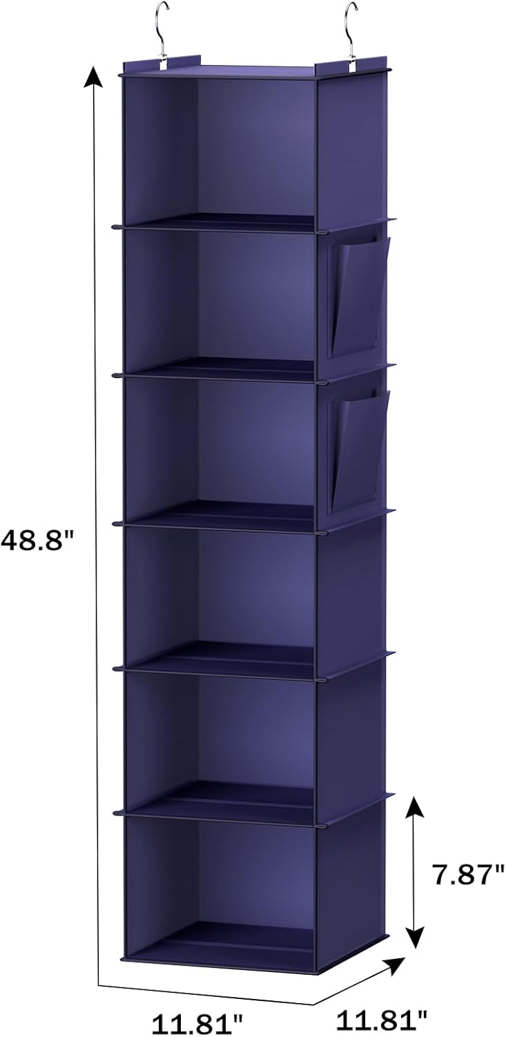 YOUDENOVA Hanging Closet Organizer - 6-Shelf Storage Solution for Efficient Closet Space - Purple