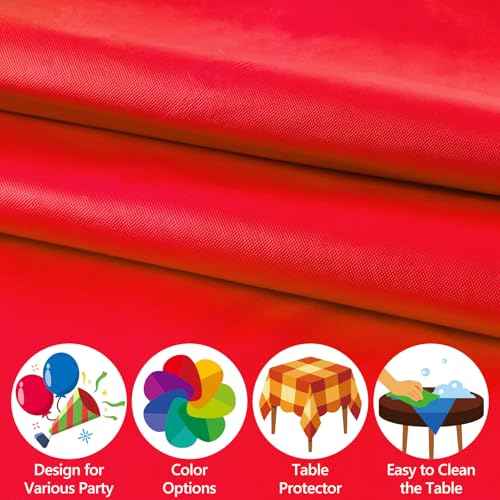 4 Pack Red Disposable Tablecloth, 54¡¿108 Inches Waterproof Plastic Rectangle Table Cover, Leakproof & Sturdy Table Cloth for for Christmas Decorations, Valentines Day, Thanksgiving Decoration
