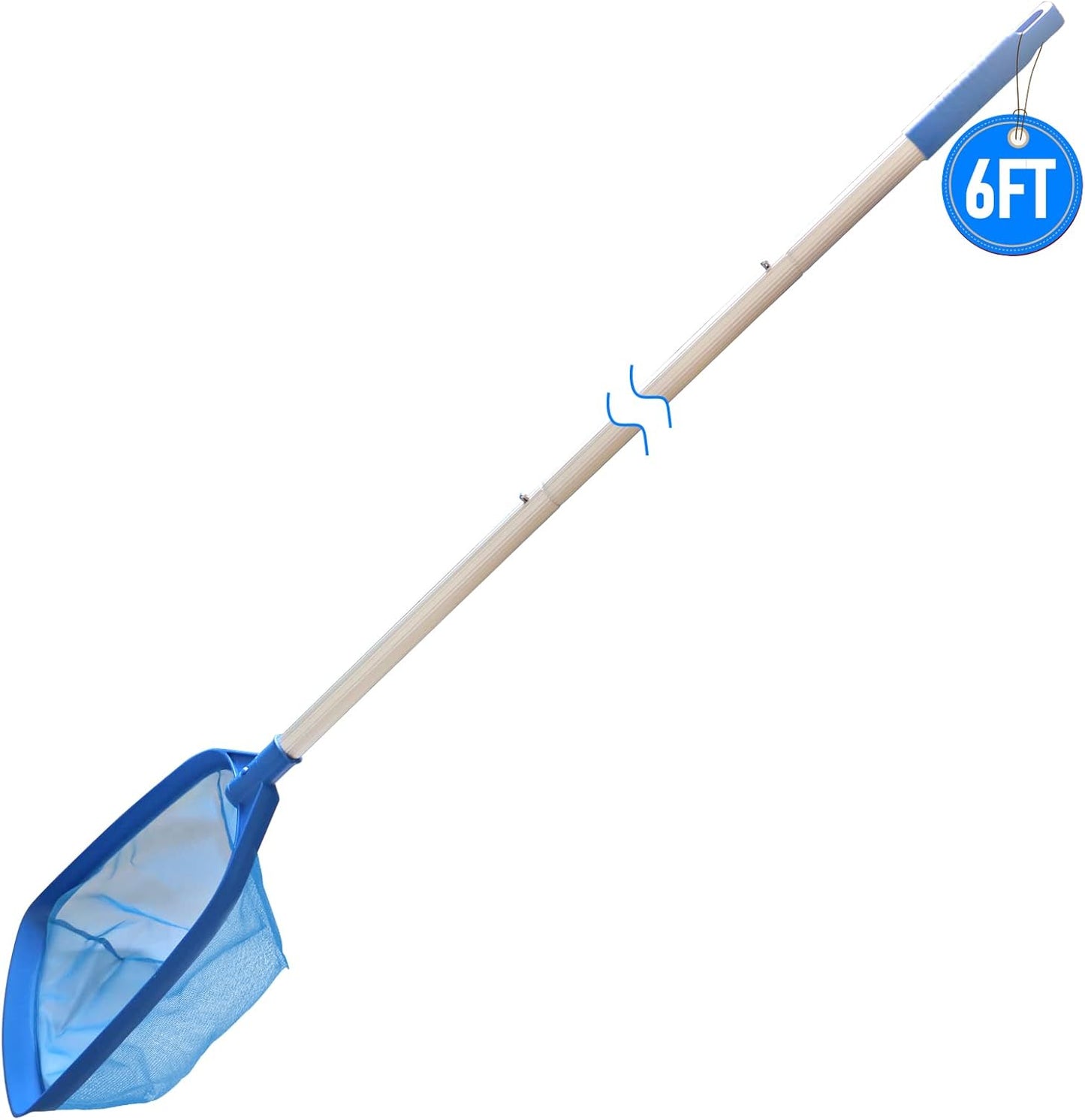 Poolvio Leaf Skimmer Net - Telescopic Aluminum Pole with Nylon Mesh for Easy Pool Cleaning