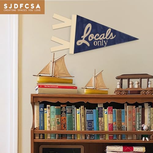 Ocean Nursery Decor, Coastal Beach Wall Hanging Pennant Flag Banner, Navy Blue Nautical Wall Decorations for Nursery Kids Room Bedroom Beach House Decor