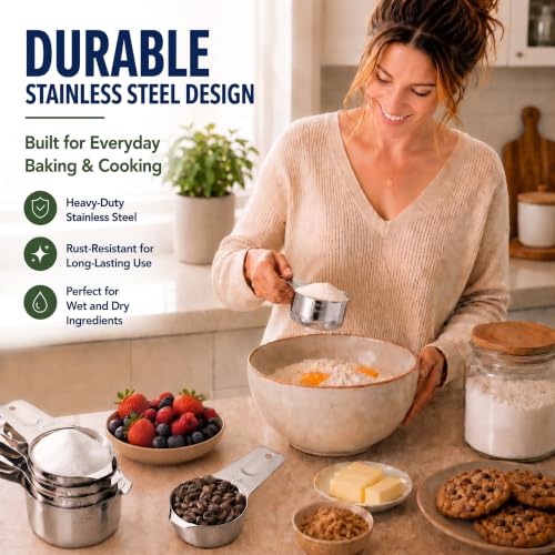 18 Pcs Stainless Steel Measuring Cups & Spoons Set - Precision Kitchen Tools