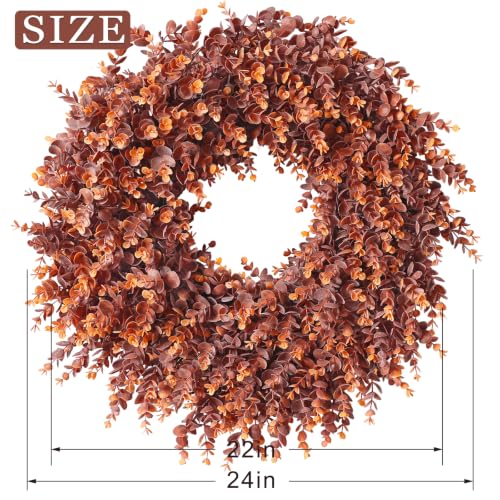 24-Inch Lifelike Fall Eucalyptus Wreath for Front Door - Autumn Decor