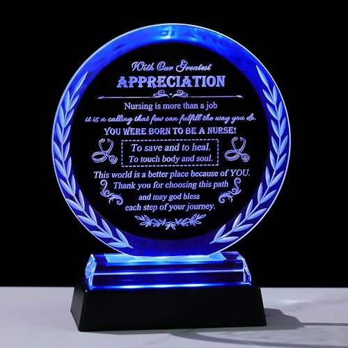 Nurse-Olive LED Crystal Plaque Gift for Nurses and Healthcare Heroes