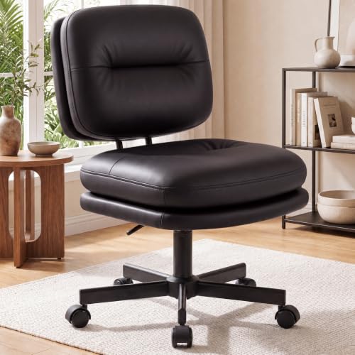 Black COMHOMA Small Adjustable Home Office Desk Chair with Lumbar Support