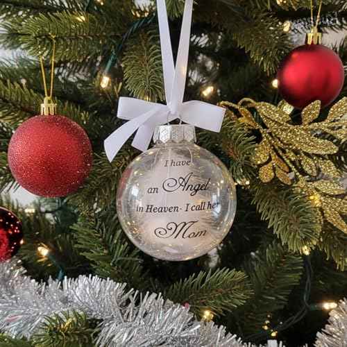 Memorial Christmas Ornament Xmas Ball I Have an Angel in Heaven I Call Her Mom Special Christmas Memorial Ornament for Loss of Loved One Sympathy Gift Angel Ornaments for Christmas Tree (MOM)