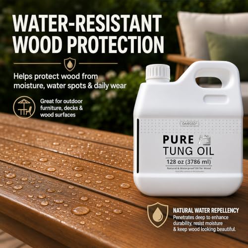 256oz Food Grade Pure Tung Oil for Wood Waterproofing & Protection with Brush - Variation of THIS listing