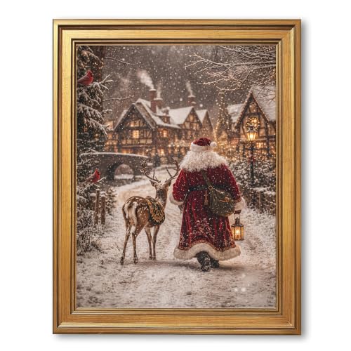 KBKBART Santa Claus Reindeer Wall Art Prints Unframed 8x10, 10x8 Variation