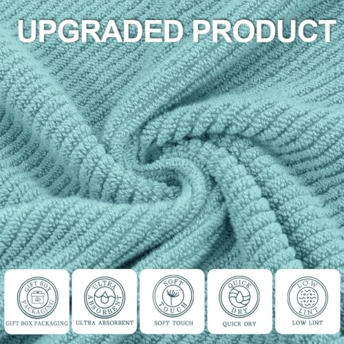 VOOVA & MOVAS 6PC Towel Set, 100% Cotton, Aqua Teal
