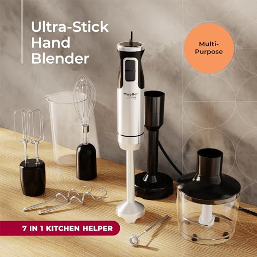 Immersion Hand Blender Set with 7 Attachments & 8 Speeds - Includes Stick Blender & Accessories
