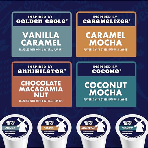 Dutch Bros Flavored Coffee Pods Variety Pack - 60 Count, Medium Roast, 4 Flavors