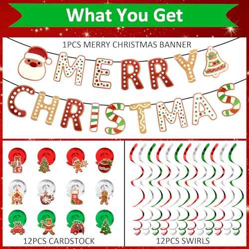 Gingerbread Party Decorations Gingerbread Merry Christmas Banner Gingerbread Theme Christmas Decorations Pre-Assembled Ginger Bread Christmas Decor Christmas Holiday Party Supplies Home Office Fireplace Decoration