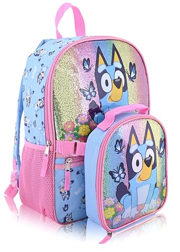 Bluey Backpack with Lunch Box Set for Kids, 16-inch School Bag, Fast Forward