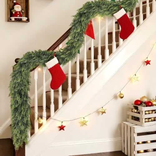 VIERENA 6FT Artificial Christmas Cedar Garland Faux Greenery for Mantle Decor
