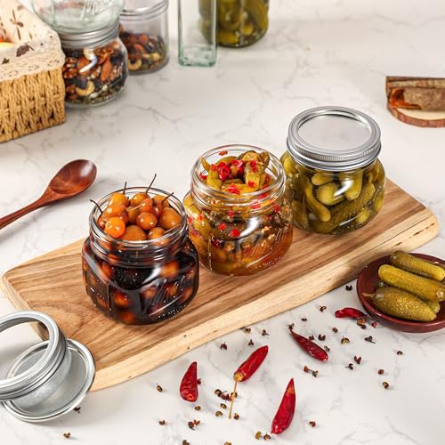 Ieavier 12 Pack 16oz Wide Mouth Mason Jars with Airtight Lids & Bands