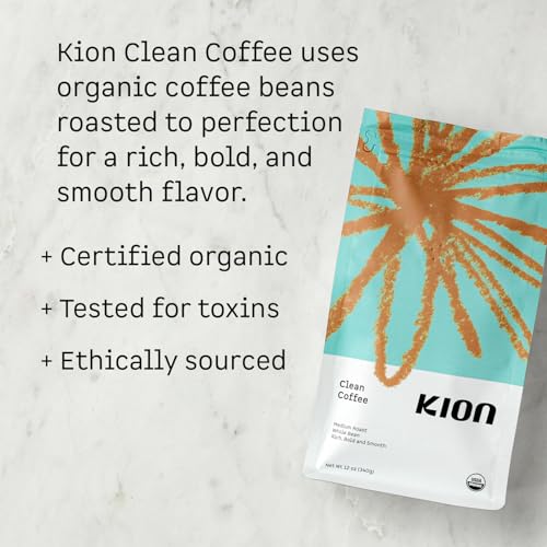 Kion Organic Whole Bean Coffee Medium Roast 12 Oz Pack of 3 - Tested for Toxins, Specialty Grade