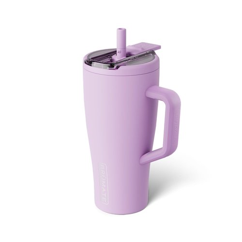 BrüMate Era Flip 30oz Tumbler with 100% Leakproof Covered Straw Lid | Hygienic Covered Straw | Insulated Stainless Steel Water Bottle with Handle | Cup Holder Friendly | BPA-Free (Lavender)