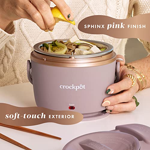 Portable Electric Lunch Box - 20oz Blush Pink Food Warmer & Spill-Free Container - Keeps Meals Warm on-the-Go, Dishwasher Safe
