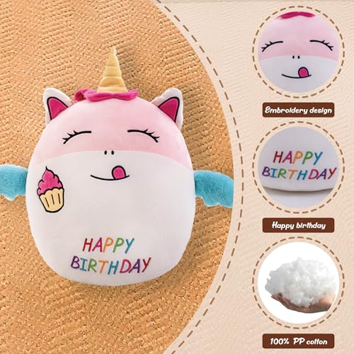 17" Birthday Unicorn Plush Pillow Cute Soft Unicorn Stuffed Animal Pillow Happy Birthday Gifts for Kids Girls and Boys