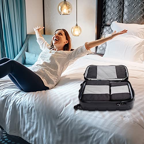 Travel Wise 5-Piece Packing Cubes Set in Black Ripstop Nylon Organizer