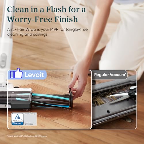 Levoit Cordless Vacuum Cleaner LVAC-200 White & Blue – Strong Suction, Lightweight, Tangle-Free Brush