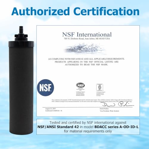 Water Filter Replacement 4 Pack for Berkey BB9-2 - Carbon Filters for Gravity Systems