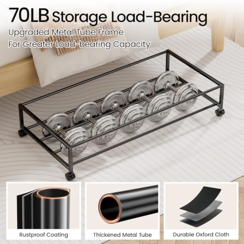 Under Bed Storage Container 70L with Wheels - Hemp Grey, X-Large 2 Pack